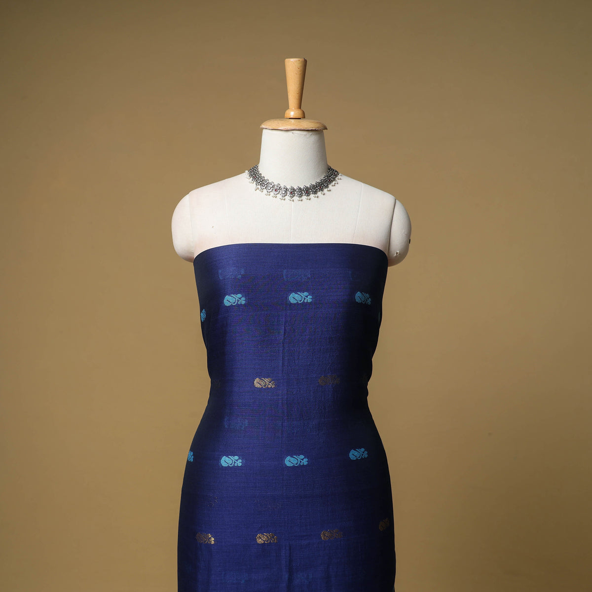 Jacquard Zari Buti Handloom Mercerised Cotton Unstitched Dress Material: Kurta with Dupatta 11