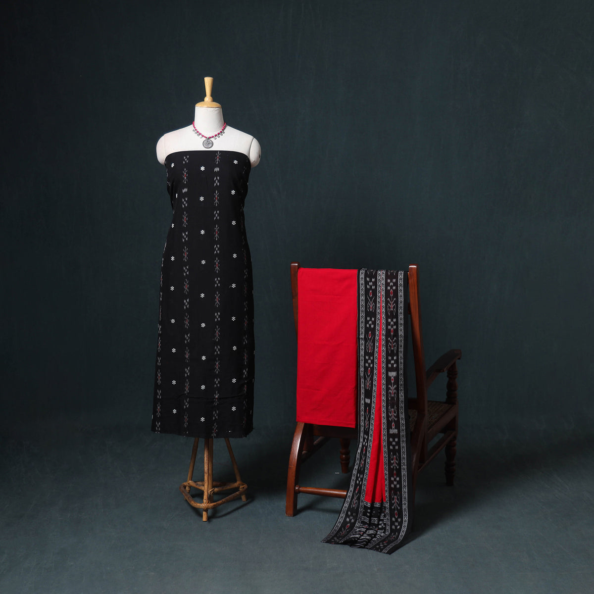 Sambalpuri ikat cotton unstitched dress material: kurta
