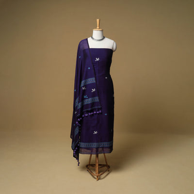 Jacquard Handloom Mercerised Cotton Unstitched Dress Material: Kurta with Dupatta 13