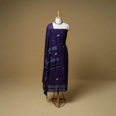 Jacquard Handloom Mercerised Cotton Unstitched Dress Material: Kurta with Dupatta 13