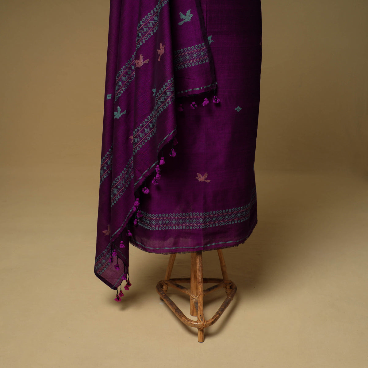 Jacquard Handloom Mercerised Cotton Unstitched Dress Material: Kurta with Dupatta 14