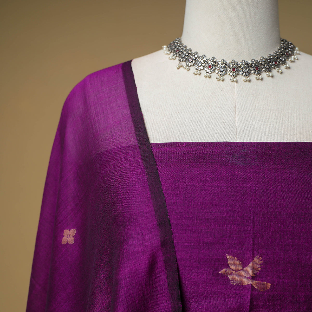 Jacquard Handloom Mercerised Cotton Unstitched Dress Material: Kurta with Dupatta 14