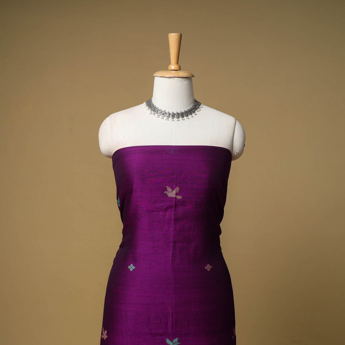 Jacquard Handloom Mercerised Cotton Unstitched Dress Material: Kurta with Dupatta 14