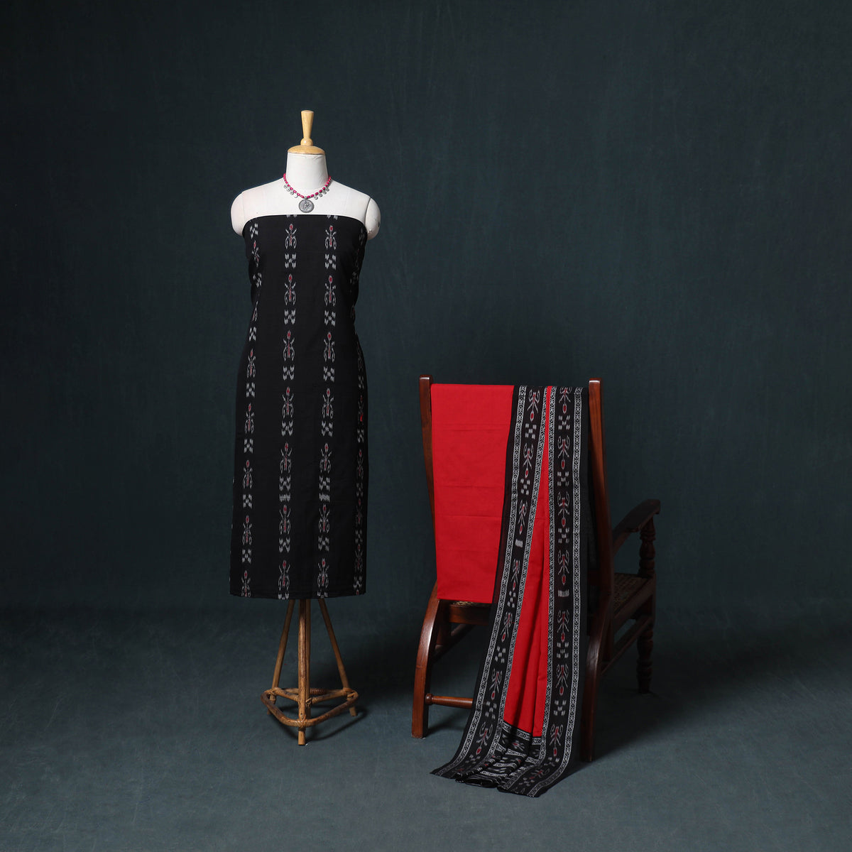 Sambalpuri ikat cotton unstitched dress material: kurta