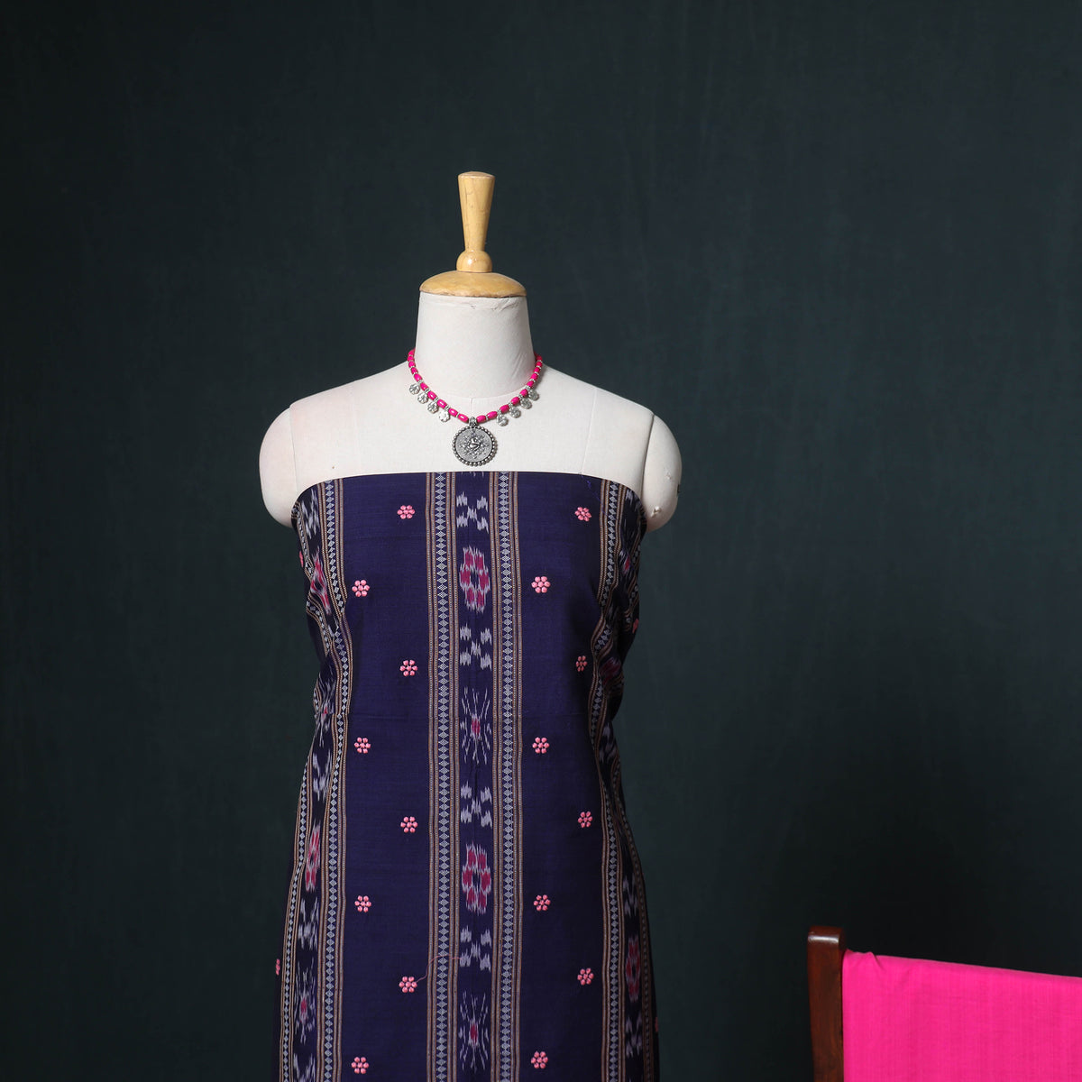 Sambalpuri Ikat Cotton Unstitched Dress Material: Kurta, Bottom with Dupatta 18