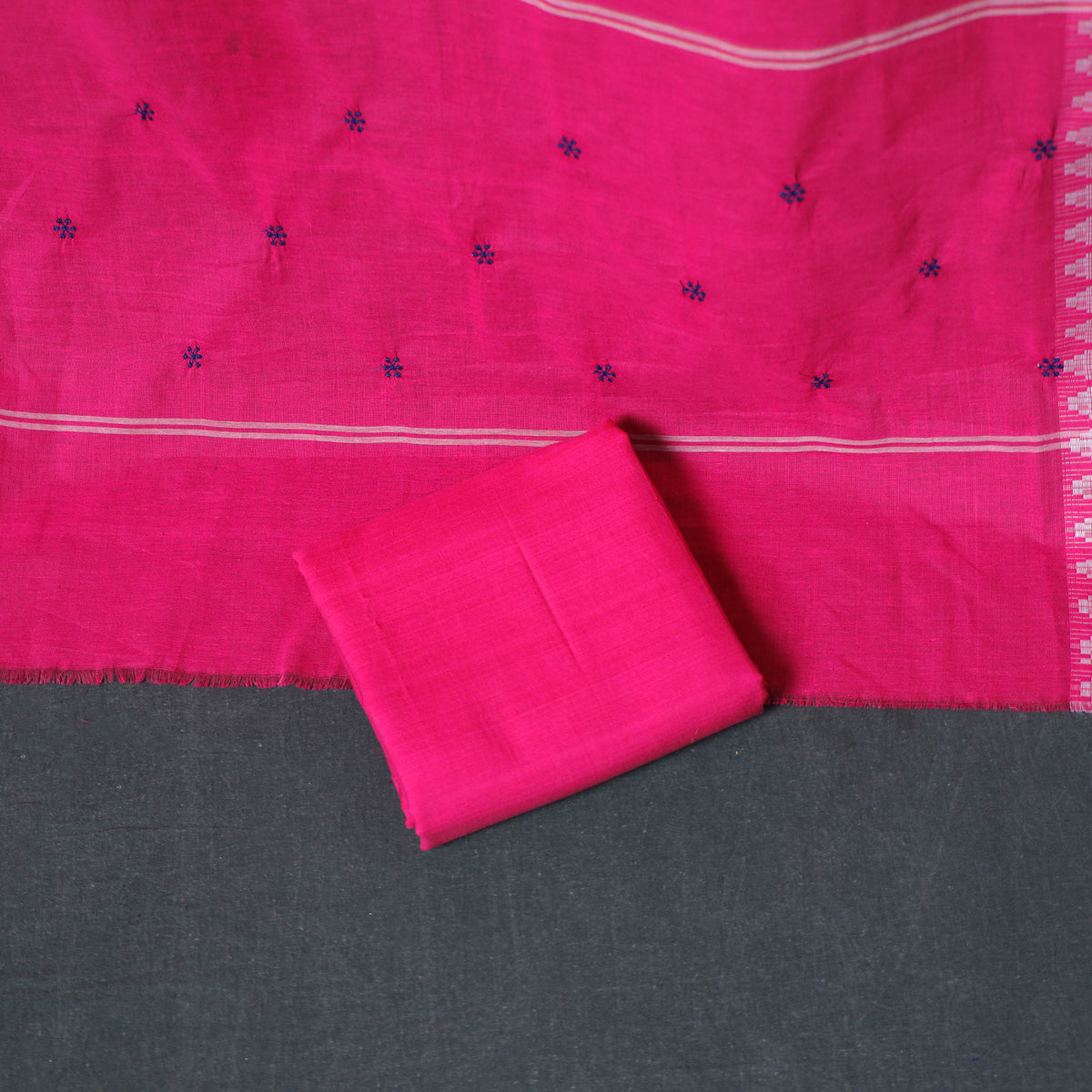 Sambalpuri Ikat Cotton Unstitched Dress Material: Kurta, Bottom with Dupatta 18