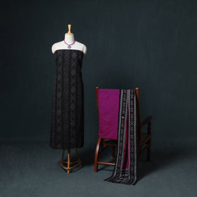 Sambalpuri Ikat Cotton Unstitched Dress Material: Kurta, Bottom with Dupatta 19