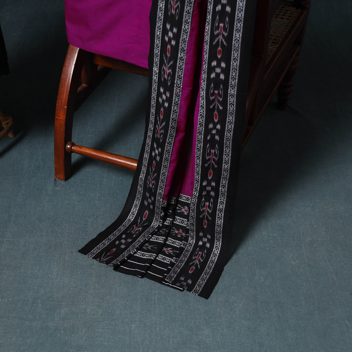 Sambalpuri Ikat Cotton Unstitched Dress Material: Kurta, Bottom with Dupatta 19