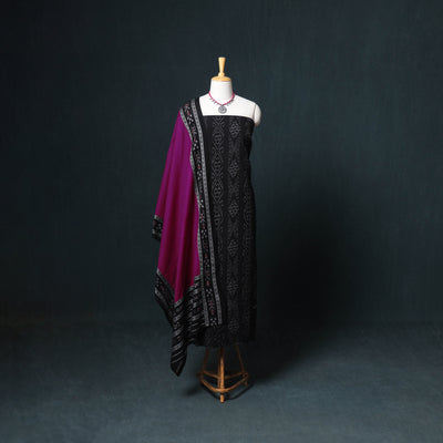Sambalpuri Ikat Cotton Unstitched Dress Material: Kurta, Bottom with Dupatta 19