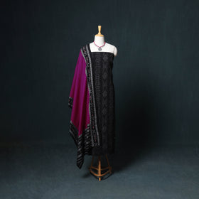 Sambalpuri Ikat Cotton Unstitched Dress Material: Kurta, Bottom with Dupatta 19