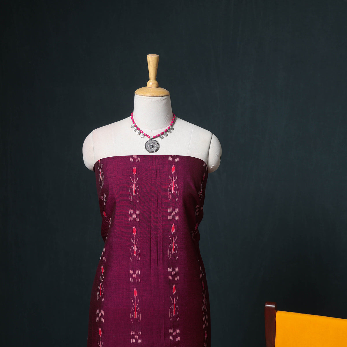Sambalpuri Ikat Cotton Unstitched Dress Material: Kurta, Bottom with Dupatta 21