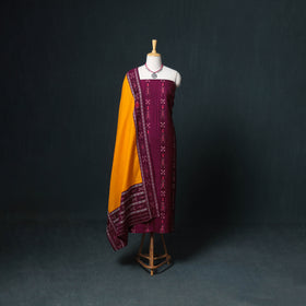 Sambalpuri Ikat Cotton Unstitched Dress Material: Kurta, Bottom with Dupatta 21