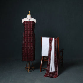 Sambalpuri Ikat Cotton Unstitched Dress Material: Kurta, Bottom with Dupatta 22