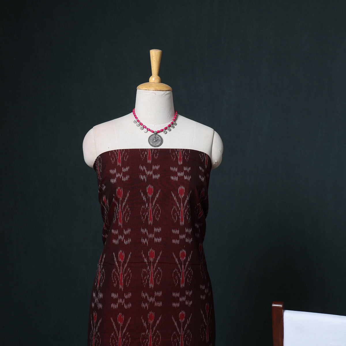 Sambalpuri Ikat Cotton Unstitched Dress Material: Kurta, Bottom with Dupatta 22