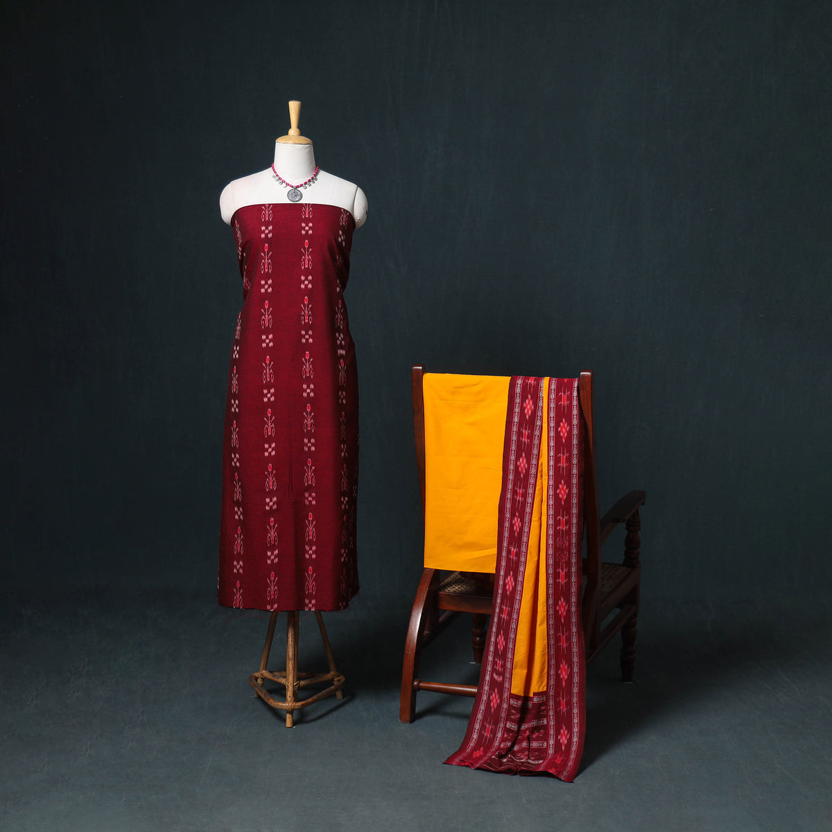 Sambalpuri ikat cotton unstitched dress material: kurta