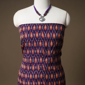 Pochampally Ikat Cotton Unstitched Dress Material: Kurta & Dupatta with Jewellery 01