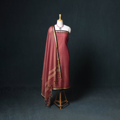 Dharwad Mercerised Cotton Plain Thread Border Unstitched Dress Material: Kurta, Bottom & Dupatta 03