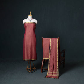 Dharwad Mercerised Cotton Plain Thread Border Unstitched Dress Material: Kurta, Bottom & Dupatta 03