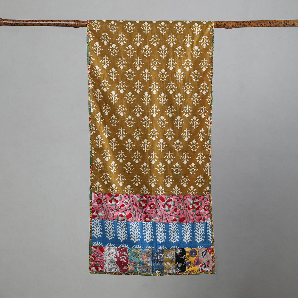 Multicolor - Patchwork Block Printed Cotton Sanganeri Stole 16