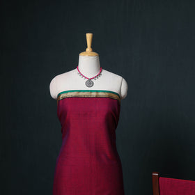 Dharwad Mercerised Cotton Plain Thread Border Unstitched Dress Material: Kurta, Bottom & Dupatta 04