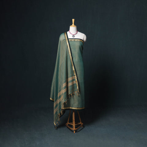 Dharwad Mercerised Cotton Plain Thread Border Unstitched Dress Material: Kurta, Bottom & Dupatta 05