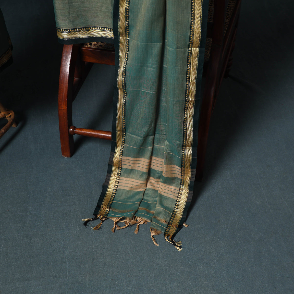 Dharwad Mercerised Cotton Plain Thread Border Unstitched Dress Material: Kurta, Bottom & Dupatta 05