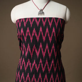 Pochampally Ikat Cotton Unstitched Dress Material: Kurta & Dupatta with Jewellery 07