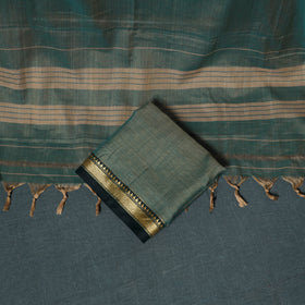 Dharwad Mercerised Cotton Plain Thread Border Unstitched Dress Material: Kurta, Bottom & Dupatta 05