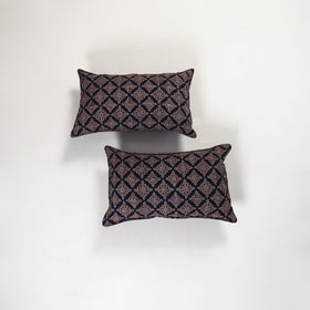 Black - ajrakh hand block print pillow covers (set of 2)
