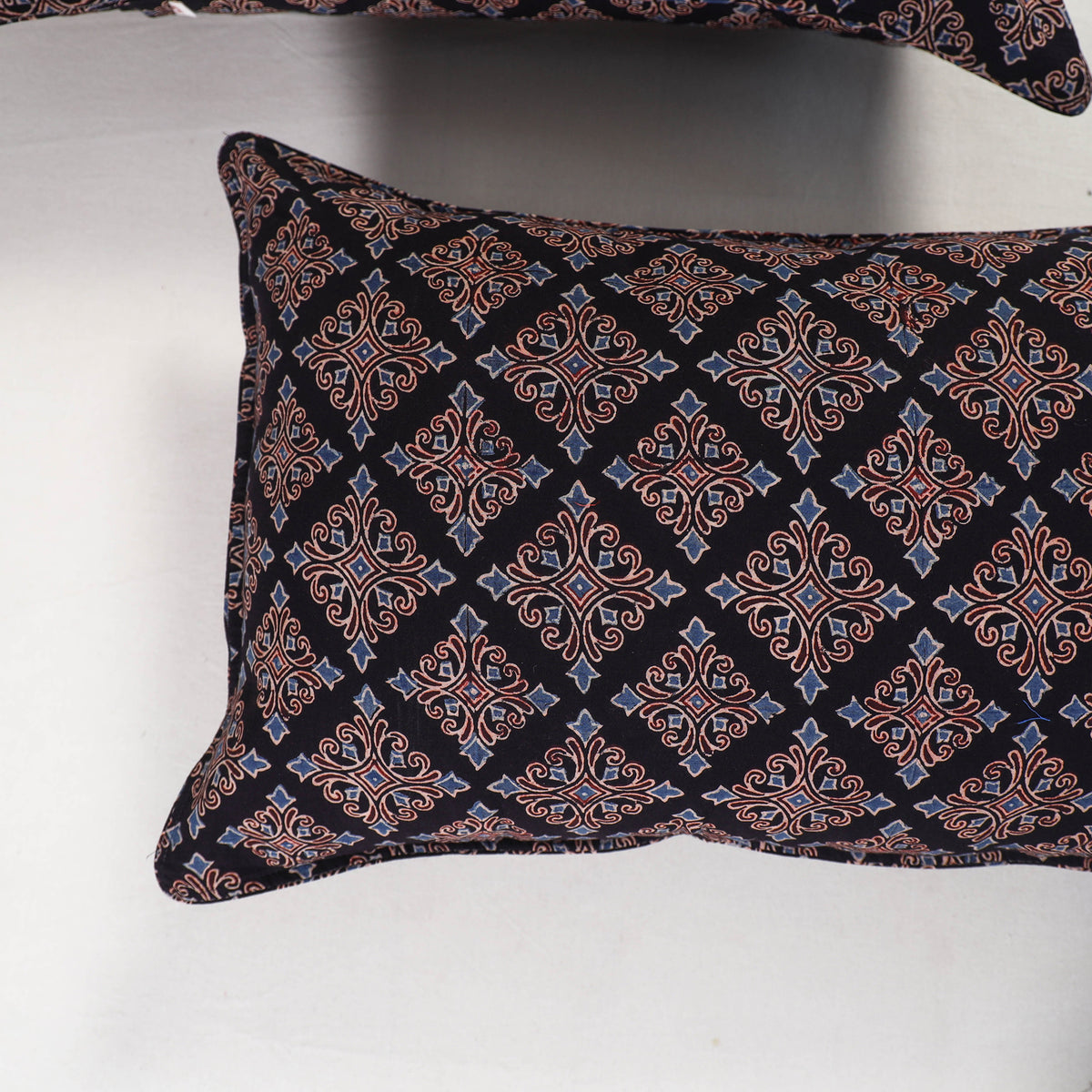 Black - ajrakh hand block print pillow covers (set of 2)