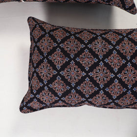 Black - ajrakh hand block print pillow covers (set of 2)