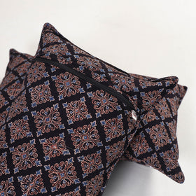 Black - ajrakh hand block print pillow covers (set of 2)