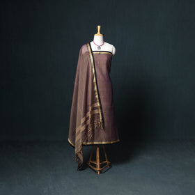 Dharwad Mercerised Cotton Plain Thread Border Unstitched Dress Material: Kurta, Bottom & Dupatta 06