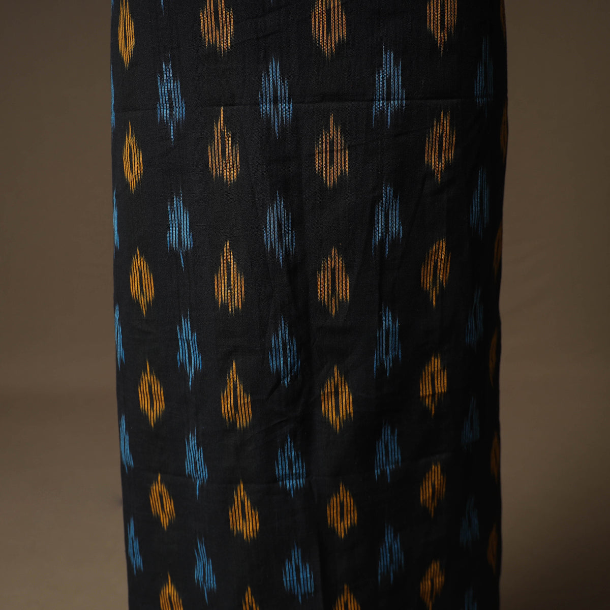 Pochampally Ikat Cotton Unstitched Dress Material: Kurta & Dupatta with Jewellery 09