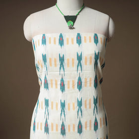 Pochampally Ikat Cotton Unstitched Dress Material: Kurta & Dupatta with Jewellery 11