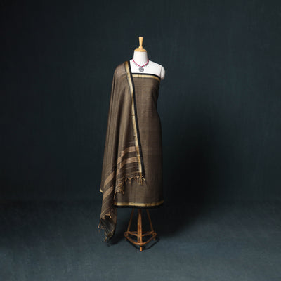 Dharwad Mercerised Cotton Plain Thread Border Unstitched Dress Material: Kurta, Bottom & Dupatta 08