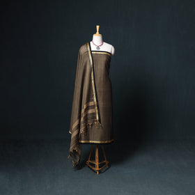 Dharwad Mercerised Cotton Plain Thread Border Unstitched Dress Material: Kurta, Bottom & Dupatta 08