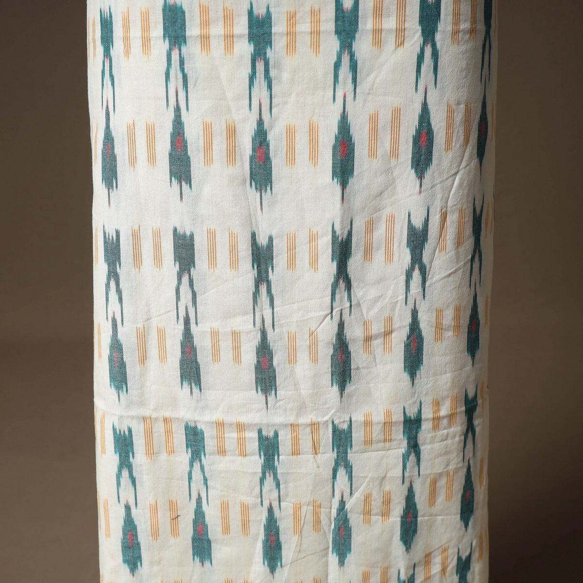 Pochampally Ikat Cotton Unstitched Dress Material: Kurta & Dupatta with Jewellery 11