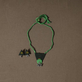 Pochampally Ikat Cotton Unstitched Dress Material: Kurta & Dupatta with Jewellery 11