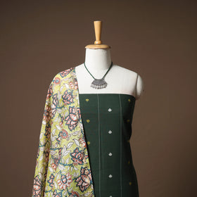 Jacquard Cotton Unstitched Dress Material: Kurta & Dupatta with Jewellery 12