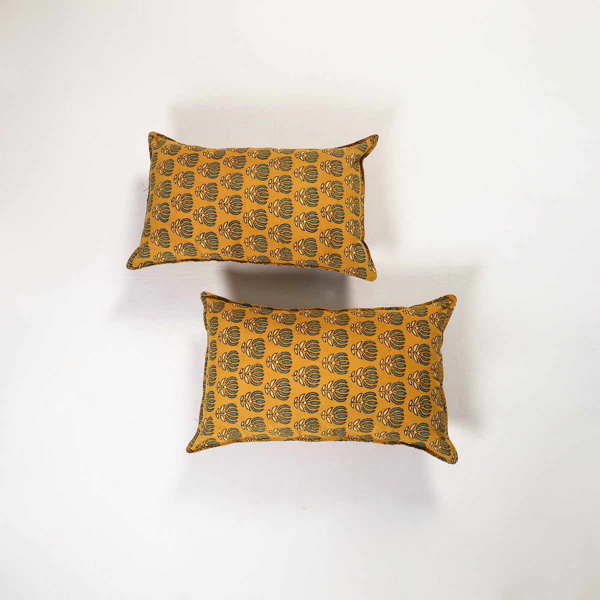 Yellow - ajrakh hand block print pillow covers (set of 2)