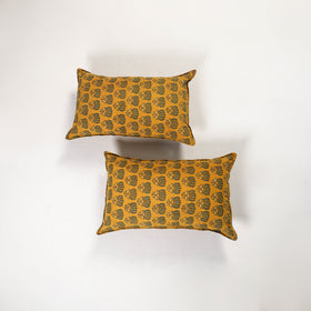 Yellow - ajrakh hand block print pillow covers (set of 2)