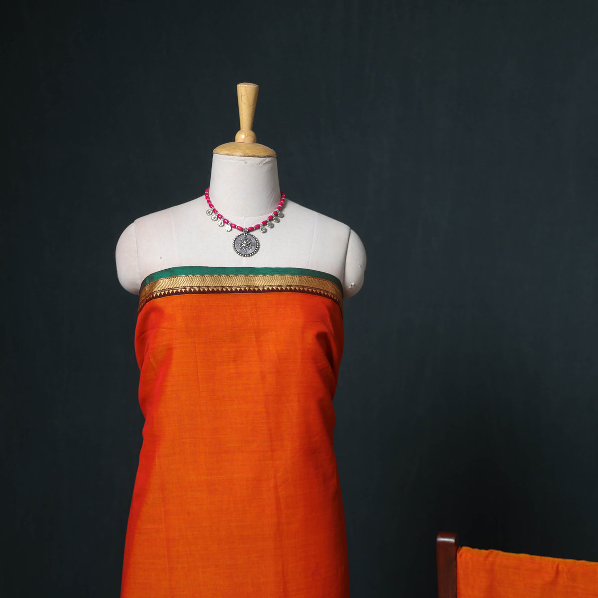 Dharwad Mercerised Cotton Plain Thread Border Unstitched Dress Material: Kurta, Bottom & Dupatta 10