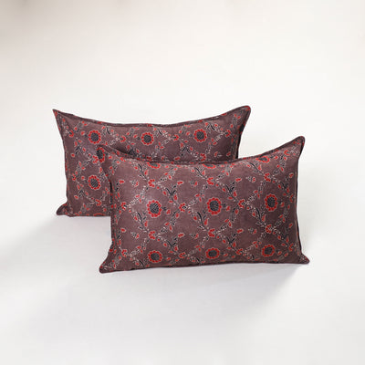 Brown - ajrakh hand block print pillow covers (set of 2)