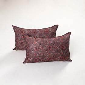 Brown - ajrakh hand block print pillow covers (set of 2)