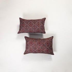 Brown - ajrakh hand block print pillow covers (set of 2)