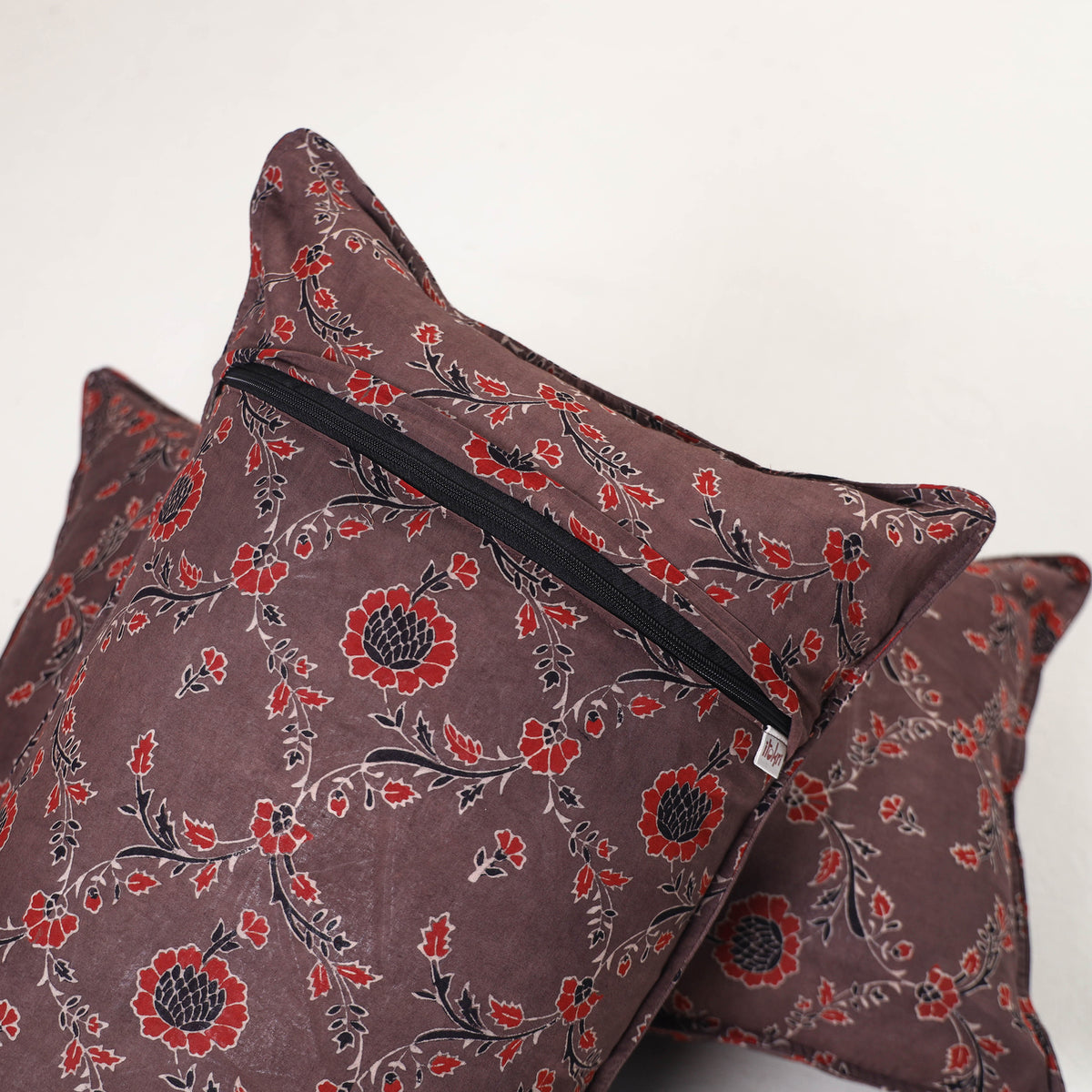 Brown - ajrakh hand block print pillow covers (set of 2)
