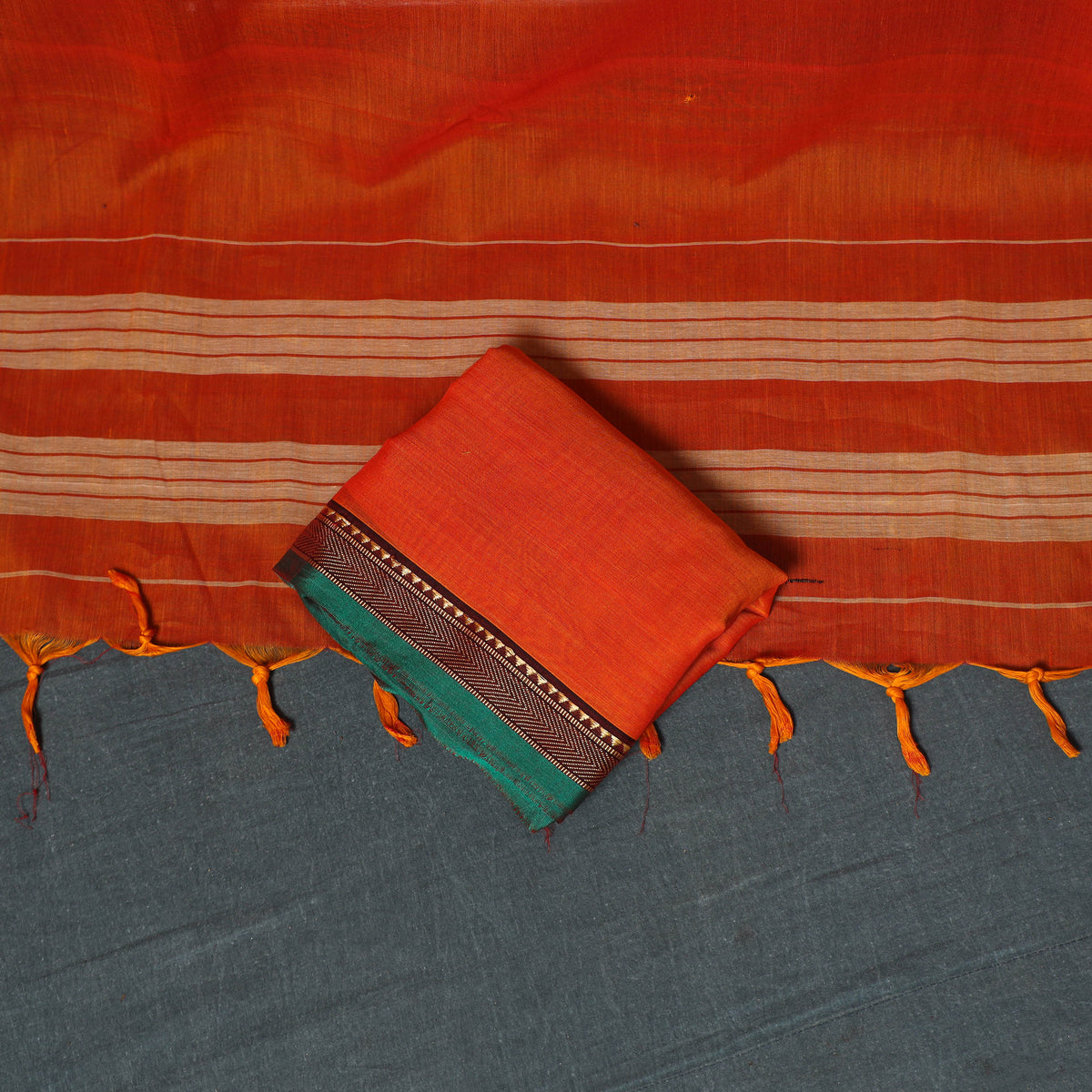 Dharwad Mercerised Cotton Plain Thread Border Unstitched Dress Material: Kurta, Bottom & Dupatta 10