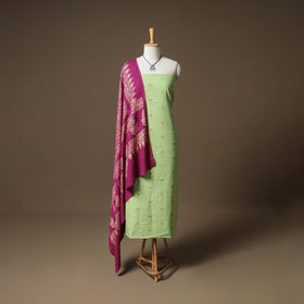Jacquard Cotton Unstitched Dress Material: Kurta & Dupatta with Jewellery 15