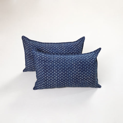 Blue - Ajrakh Hand Block Print Pillow Covers (Set of 2) 140